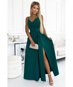 Butelkowa sukienka maxi na ramiączkach dekolt w serek Chiara studniówka