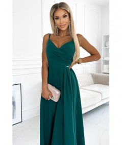 Butelkowa sukienka maxi na ramiączkach dekolt w serek Chiara studniówka