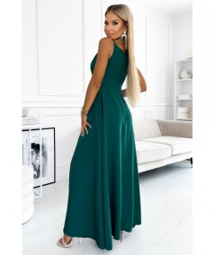 Butelkowa sukienka maxi na ramiączkach dekolt w serek Chiara studniówka