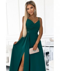 Butelkowa sukienka maxi na ramiączkach dekolt w serek Chiara studniówka