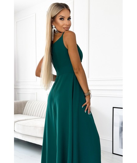 Butelkowa sukienka maxi na ramiączkach dekolt w serek Chiara studniówka