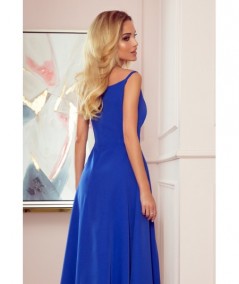 Chabrowa sukienka maxi na ramiączkach dekolt w serek Chiara studniówka