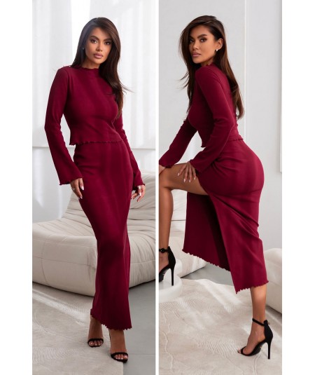 Bawełniany Komplet GAIA bluzka i spódnica maxi z rozcięciem