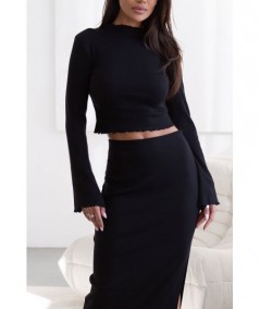 Bawełniany Komplet GAIA bluzka i spódnica maxi z rozcięciem