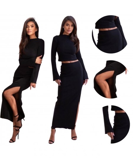 Bawełniany Komplet GAIA bluzka i spódnica maxi z rozcięciem