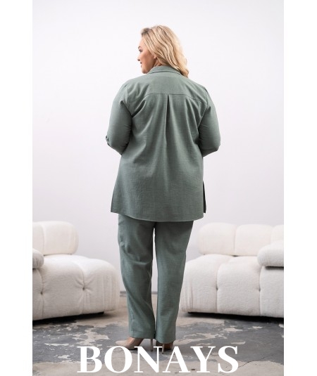 Lniana koszula Plus size w kolorze khaki