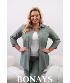 Lniana koszula Plus size w kolorze khaki