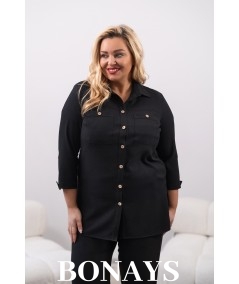 czarna koszula Plus size z lnu