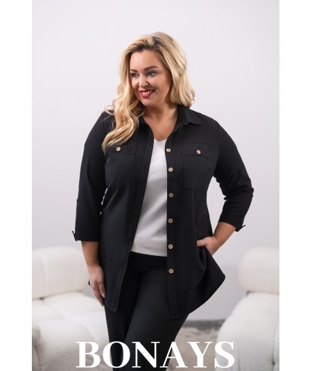 czarna koszula Plus size z lnu