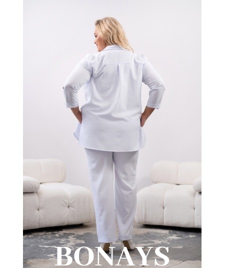 biała lniana koszula plus size
