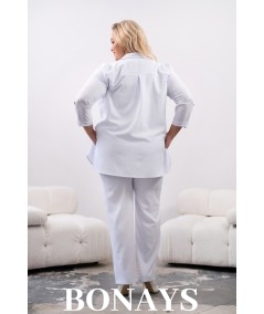 biała lniana koszula plus size
