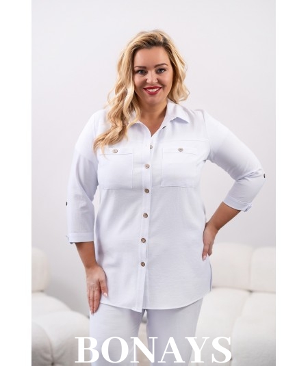 biała lniana koszula plus size