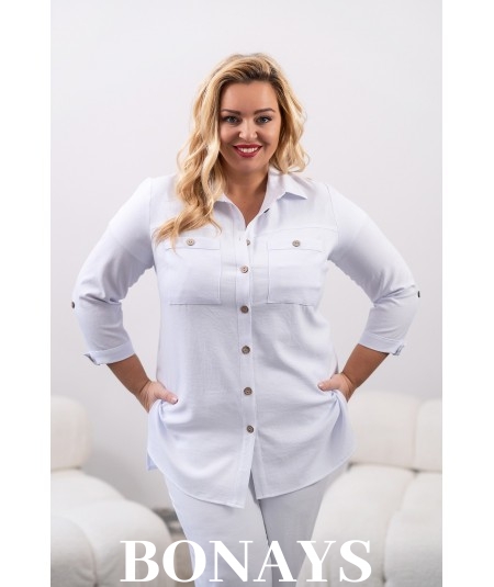 biała lniana koszula plus size