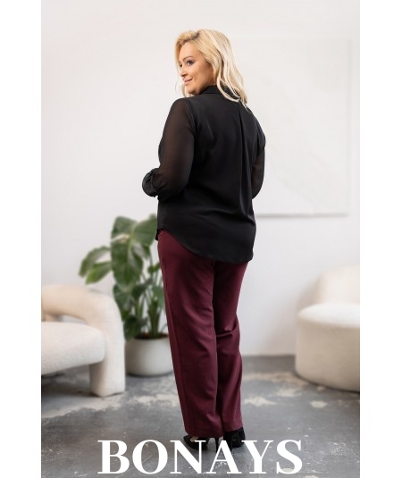 ARLETA - Elegancka koszula z tiulem i koronką czarna