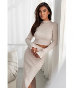 Bawełniany Komplet GAIA bluzka i spódnica maxi z rozcięciem