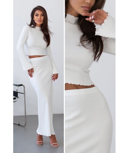 Bawełniany Komplet GAIA bluzka i spódnica maxi z rozcięciem