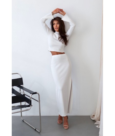 Bawełniany Komplet GAIA bluzka i spódnica maxi z rozcięciem