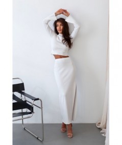 Bawełniany Komplet GAIA bluzka i spódnica maxi z rozcięciem