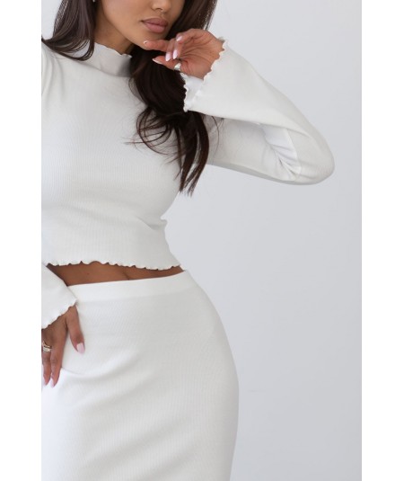 Bawełniany Komplet GAIA bluzka i spódnica maxi z rozcięciem