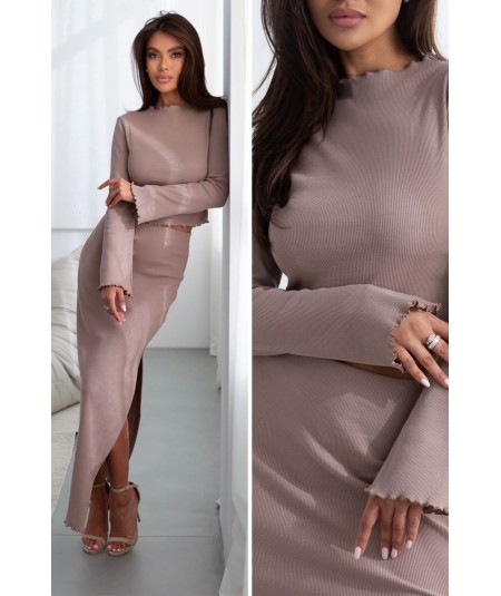 Bawełniany Komplet GAIA bluzka i spódnica maxi z rozcięciem