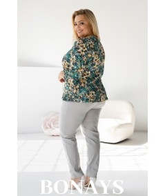 Viola – bluzka z falbanką z naturalnej wiskozy delikatne żonkile