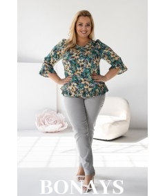 Viola – bluzka z falbanką z naturalnej wiskozy delikatne żonkile