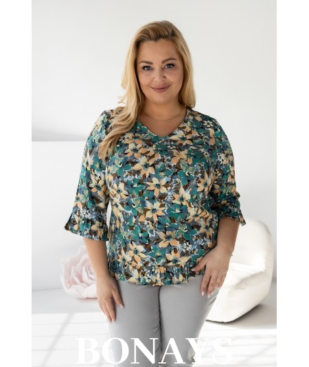 Viola – bluzka z falbanką z naturalnej wiskozy delikatne żonkile