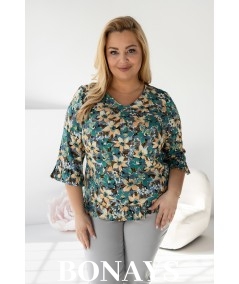 Viola – bluzka z falbanką z naturalnej wiskozy delikatne żonkile