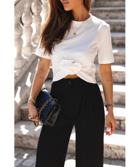 Szerokie czarne spodnie z gumą w pasie Bahari palazzo