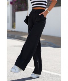 Szerokie czarne spodnie z gumą w pasie Bahari palazzo