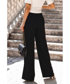 Szerokie czarne spodnie z gumą w pasie Bahari palazzo