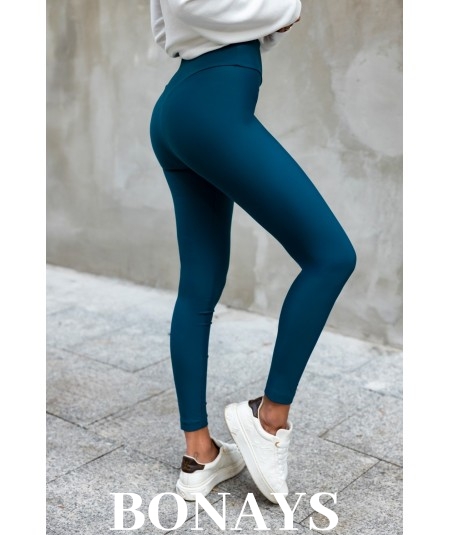 Legginsy damskie typu Push Up w kolorze morskim