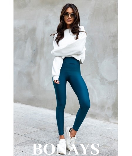 Legginsy damskie typu Push Up w kolorze morskim
