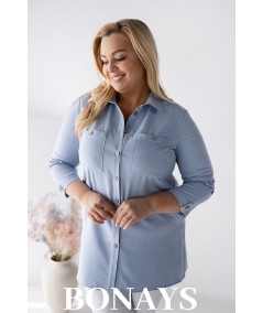 Rita - lniana koszula damska zapinana na guziki błękit
