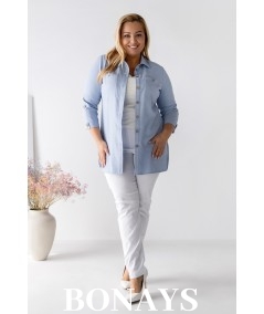 Rita - lniana koszula damska zapinana na guziki błękit