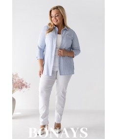 Koszula bawełniana Marine w paski w rozmiarach plus size – wygodna, naturalna, elegancka koszula z rękawem 3/4