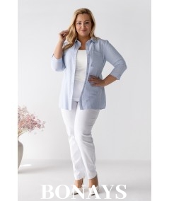 Koszula bawełniana Marine w paski w rozmiarach plus size – wygodna, naturalna, elegancka koszula z rękawem 3/4