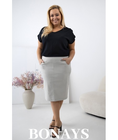 Ołówkowa Spódnica plus size z bengaliny szary beż