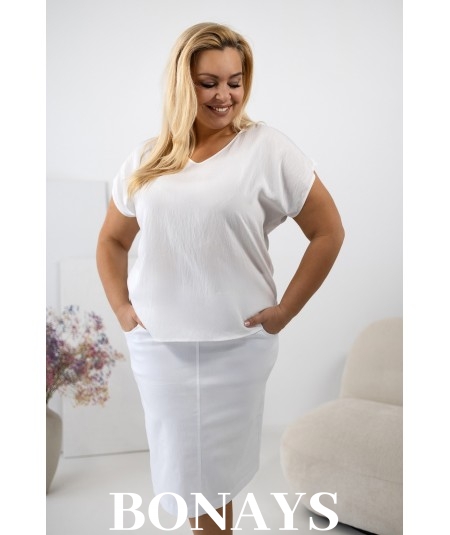 Ołówkowa Spódnica plus size z bengaliny biała Betty