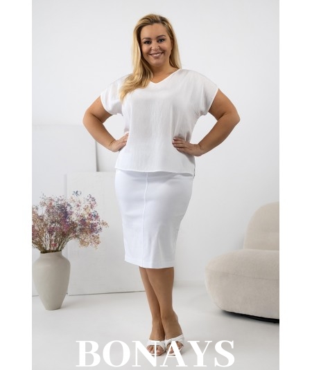 Ołówkowa Spódnica plus size z bengaliny biała Betty