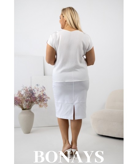 Ołówkowa Spódnica plus size z bengaliny biała Betty