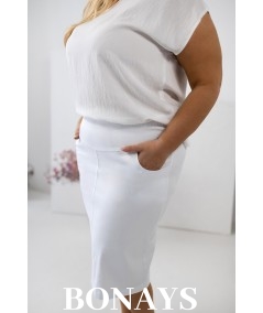 Ołówkowa Spódnica plus size z bengaliny biała Betty