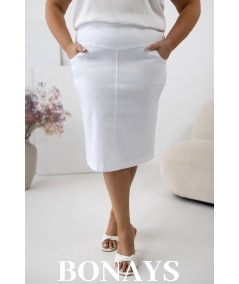 Ołówkowa Spódnica plus size z bengaliny biała Betty
