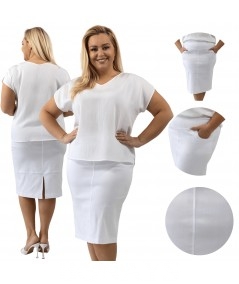 Ołówkowa Spódnica plus size z bengaliny biała Betty