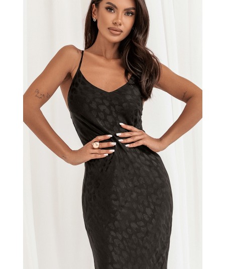 Bieliźniana Długa sukienka z odkrytymi plecami i wiązaniem w cętki