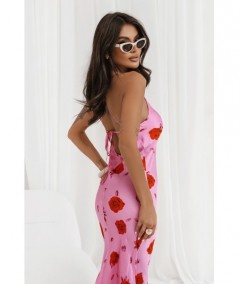 Bieliźniana Długa sukienka z odkrytymi plecami i wiązaniem w róże Lisa