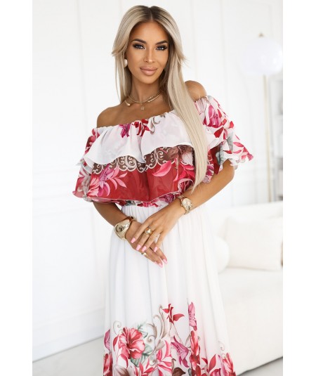 Kwiecista hiszpanka maxi o zwiewnym fasonie w stylu boho Lucia