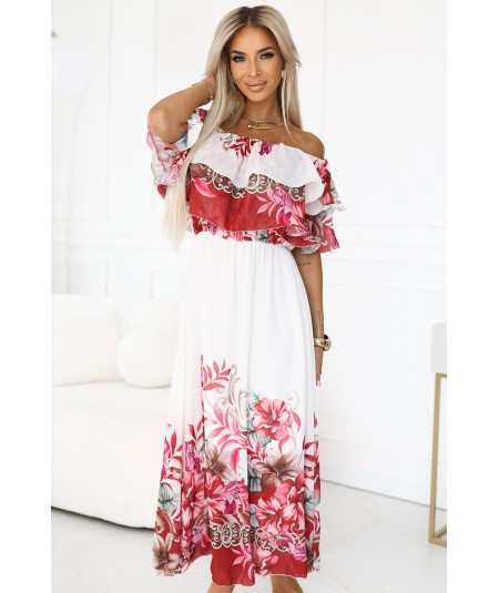 Kwiecista hiszpanka maxi o zwiewnym fasonie w stylu boho Lucia