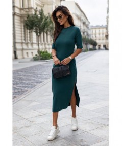 Zielona sukienka midi z rękawem do łokcia Matilde