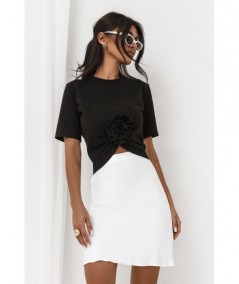 Kremowa spódnica mini z gumką i wysokim stanem Lisse